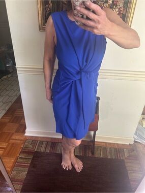 Electric Blue Sleeveless Top with 'FASHION' Tag tie front